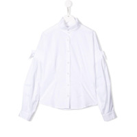 Lapin House Camisa com franzido e aplicação de laço - Branco