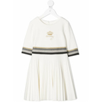 Lapin House Vestido com pregas e estampa gráfica - Branco