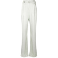LAPOINTE crinkle satin belted trousers - Verde