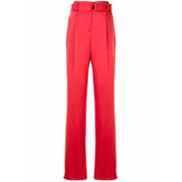 LAPOINTE crinkle satin belted trousers - Vermelho