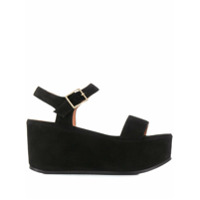 L'Autre Chose Black couro suede plataforma Sandália from L'Autre Chose featuring a round toe, a branded insole, an ankle strap with a side buckle f...