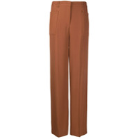 L'Autre Chose Calça de alfaiataria cintura alta com detalhe de pregas - Marrom