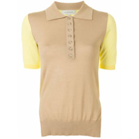 Lee Mathews Camisa polo color block - Marrom