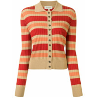 Lee Mathews Cardigan canelado com listras - Estampado