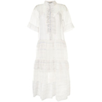 Lee Mathews Vestido Sandy translúcido de chiffon com babados - Branco