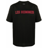 Les Hommes Camiseta com mesh e estampa de logo - Preto