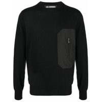 Les Hommes Suéter com bolso no busto - Preto