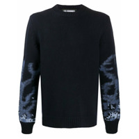 Les Hommes Suéter de lã merino com padronagem abstrata - Azul