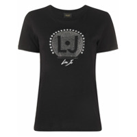 LIU JO Camiseta decote careca com aplicação de logo em strass - Preto