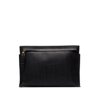 LOEWE black T pouch linen leather clutch bag - Preto