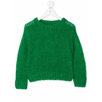 Longlivethequeen Suéter decote careca de tricô aberto - Verde