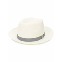 Loro Piana Chapéu Fedora com listras - Branco