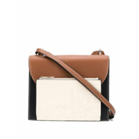Love Moschino Bolsa transversal color block com logo gravado - Preto