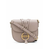 Love Moschino Bolsa transversal com placa de logo - Cinza