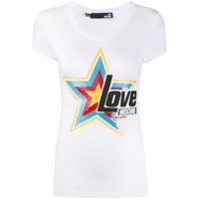 Love Moschino Camisa decote careca com estampa de estrelas - Branco