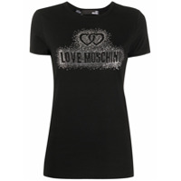 Love Moschino Camiseta com logo e strass - Preto