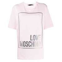 Love Moschino Camiseta oversized com estampa de logo - Rosa