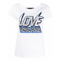 Love Moschino Camiseta slim com estampa de logo - Branco