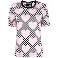Love Moschino Camiseta xadrez com estampa de coração - Rosa