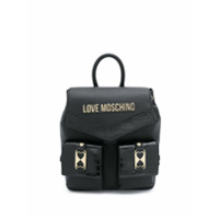 Love Moschino logo plaque medium backpack - Preto