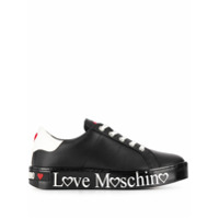Love Moschino Tênis com estampa de logo - Preto