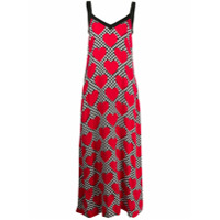 Love Moschino Vestido xadrez com estampa de coração - Vermelho
