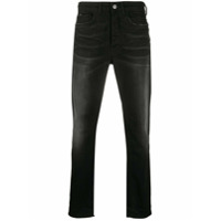 Low Brand Calça jeans slim cintura média com lavagem estonada - Preto