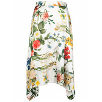 Madison.Maison Laura floral-print silk skirt - Branco