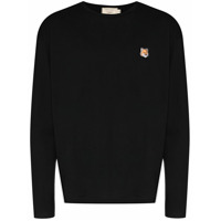 Maison Kitsuné Camiseta mangas longas com patch de logo - Preto