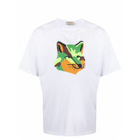 Maison Kitsuné Camiseta oversized com estampa de raposa neon - Branco