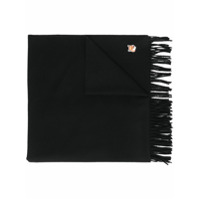 Maison Kitsuné logo-patch fringed scarf - Preto