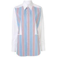 Maison Margiela Camisa listrada com abotoamento frontal - Azul