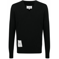 Maison Margiela Cardigan de cashmere com patch de logo - Preto