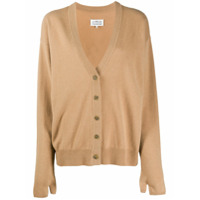 Maison Margiela cashmere-wool mix buttoned cardigan with thumb-hole detailing - Marrom