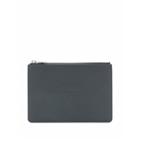 Maison Margiela Clutch de couro com logo - Preto