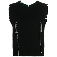 Maison Margiela contrast-stitching knitted top - Preto