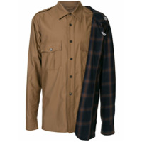 Maison Mihara Yasuhiro Camisa Left Docking com sobreposição - Marrom