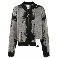 Maison Mihara Yasuhiro Cardigan de tricô aberto com zíper - Preto