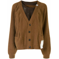 Maison Mihara Yasuhiro Cardigan gola V com patch de logo - Marrom