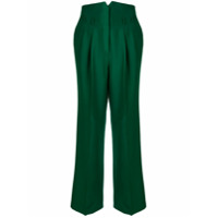 Mame Kurogouchi Calça pantalona cintura alta com pregas - Verde