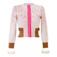 Mame Kurogouchi Cardigan com bordado floral - Rosa