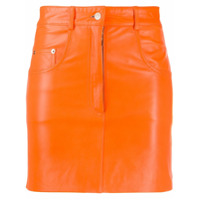 Manokhi Saia cintura alta de couro - Laranja