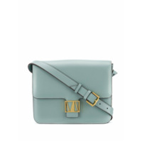 Manu Atelier Bolsa transversal com placa de logo - Azul