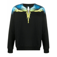 Marcelo Burlon County of Milan Blusa de moletom decote careca com estampa de plumas - Preto