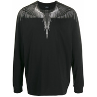 Marcelo Burlon County of Milan Camiseta mangas longas com bordado de asas - Preto