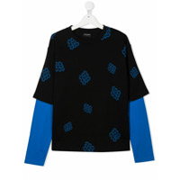 Marcelo Burlon County Of Milan Kids Camiseta com sobreposição e estampa de logo - Preto