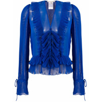 Marco De Vincenzo Camisa translúcida com pregas - Azul