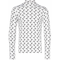 Marine Serre Blusa gola alta com estampa de lua - Branco