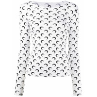 Marine Serre Blusa segunda pele com estampa de lua - Branco