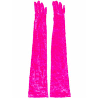 Marine Serre Par de luvas longas com efeito de veludo - Rosa
